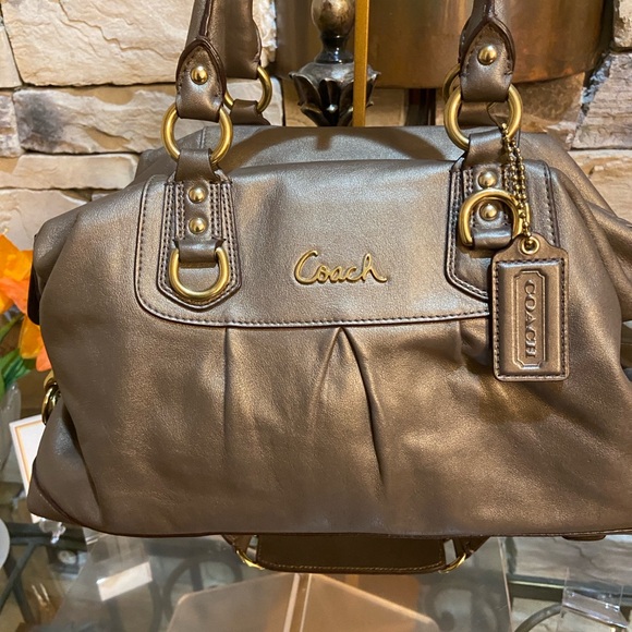 Coach Metallic Pewter Satchel - Picture 1 of 14